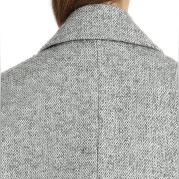 Avec Les Filles Herringbone Wool Blend Gray Cocoon Coat - Picture 14 of 16